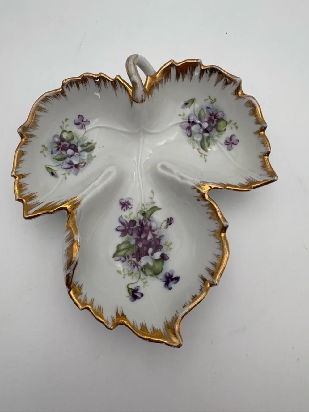 Vintage Kelvin Fine China Hand Painted Purple Violets Trinket Dish